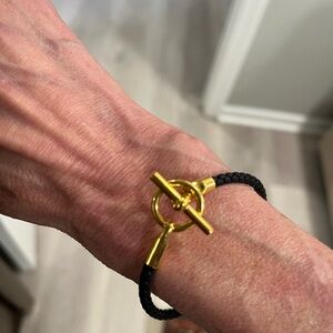 Hermes gold tone black toggle Bracelet